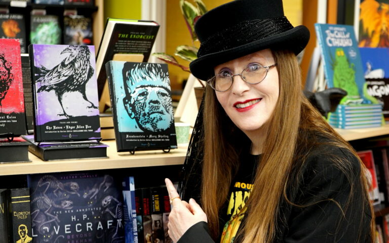 Mysterious Galaxy Bookstore Author Event November 2019 - Lori R. Lopez With Frankenstein Book