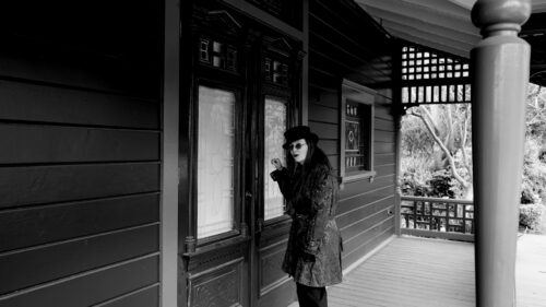 Horror Author Lori R. Lopez At Victorian House Front Door