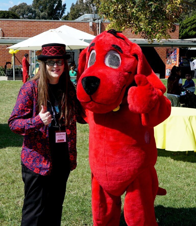 2018 O.C. Children's Book Festival - Horror Author Lori R. Lopez Posing With Clifford