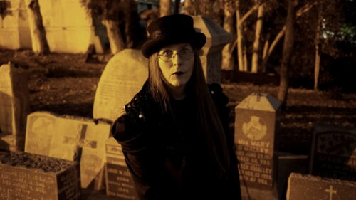 Horror Author Lori R. Lopez In A Graveyard